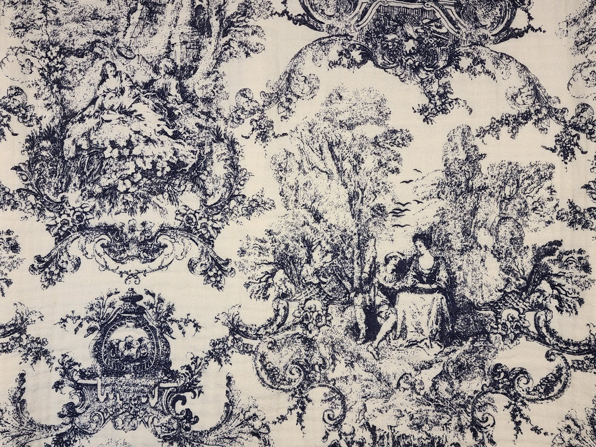 Toile de Jouy Patterned Triple Gauze Fabric made in Korea by the Yard 36" x 61" or 90 x 155cm