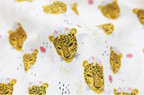 Flower Circlet Leopard Patterned Fabric made in Korea by the Half Yard