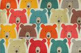 Bear Face Character Fabric made in Korea, Multicolor by the Half Yard, Cotton 100%