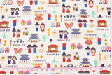 Korean Fabric that Korean Traditional House, Costume, Shoes, China, Lettering and Fan are printed in made in Korea by the Half Yard