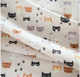 Cat Face Patterned Fabric, Cute, Kids, Sewing, Quilt made in Korea by the Half Yard