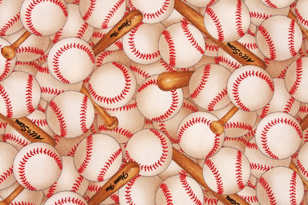 Baseball Fabric by Elizabeth's Studio Cotton by the Half Yard