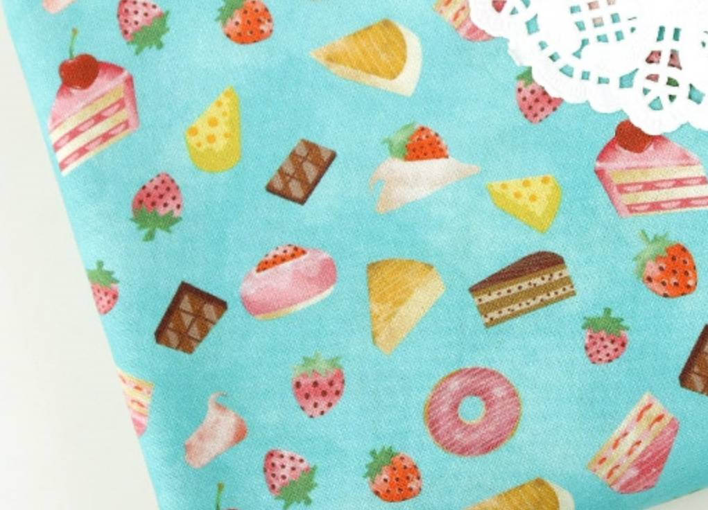 Strawberry Cake Doughnut Cheese Chocolate  Patterned Fabric made in Korea by the Half Yard