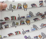 Library Cat Patterned Fabric made in Korea by the Half Yard Digital Textile Printing