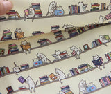 Library Cat Patterned Fabric made in Korea by the Half Yard Digital Textile Printing