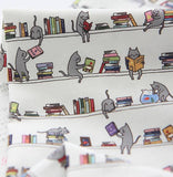 Library Cat Patterned Fabric made in Korea by the Half Yard Digital Textile Printing