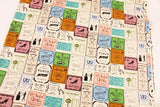 Advertisements label printed Fabric made in Korea 100% Cotton by the Half Yard