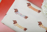 Dog, Puppy, Dachshund Patterned Fabric made in Korea by Half Yard Digital Textile Printing