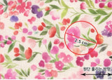 Watercolor Mini Flowers patterned Fabric made in Korea by the Half Yard / 45 X 150cm 18" X 57.5", Cotton Linen