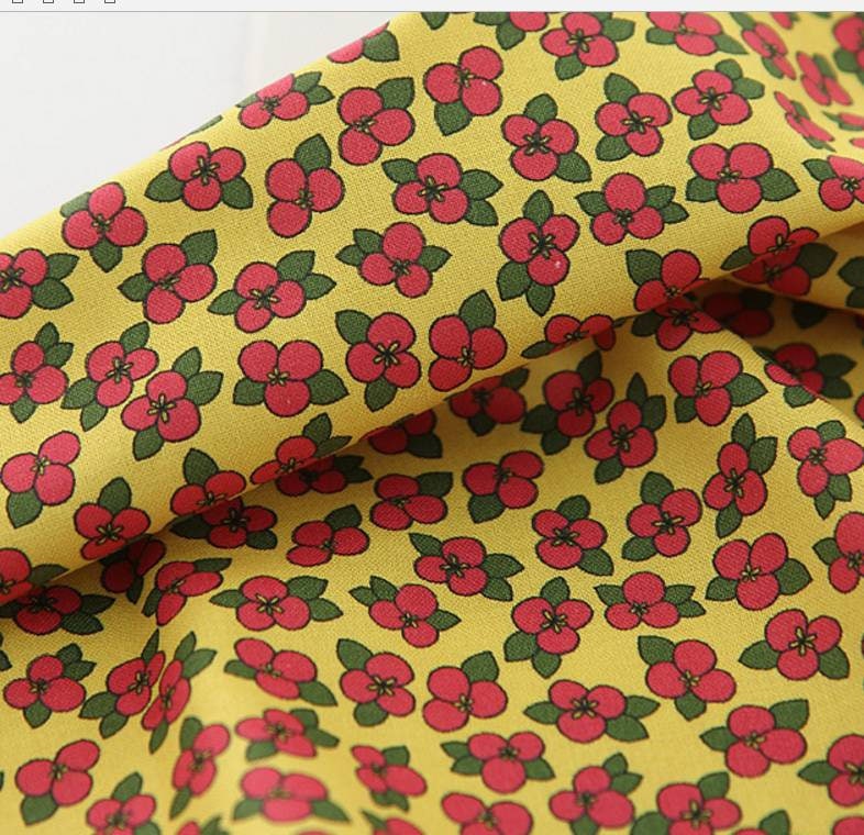 Mini Begonia Flower Patterned Fabric made in Korea by the Half Yard