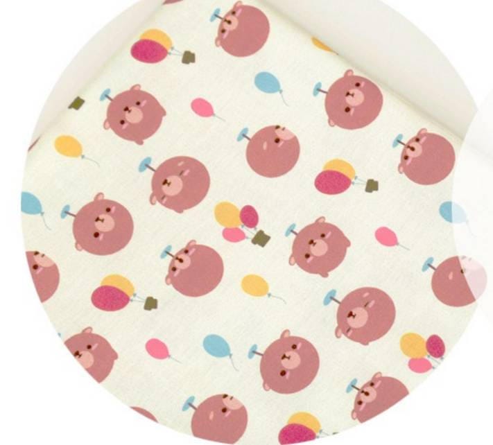 Flying Bear Balloon Patterned Fabric made in Korea by Half Yard Digital Textile Printing