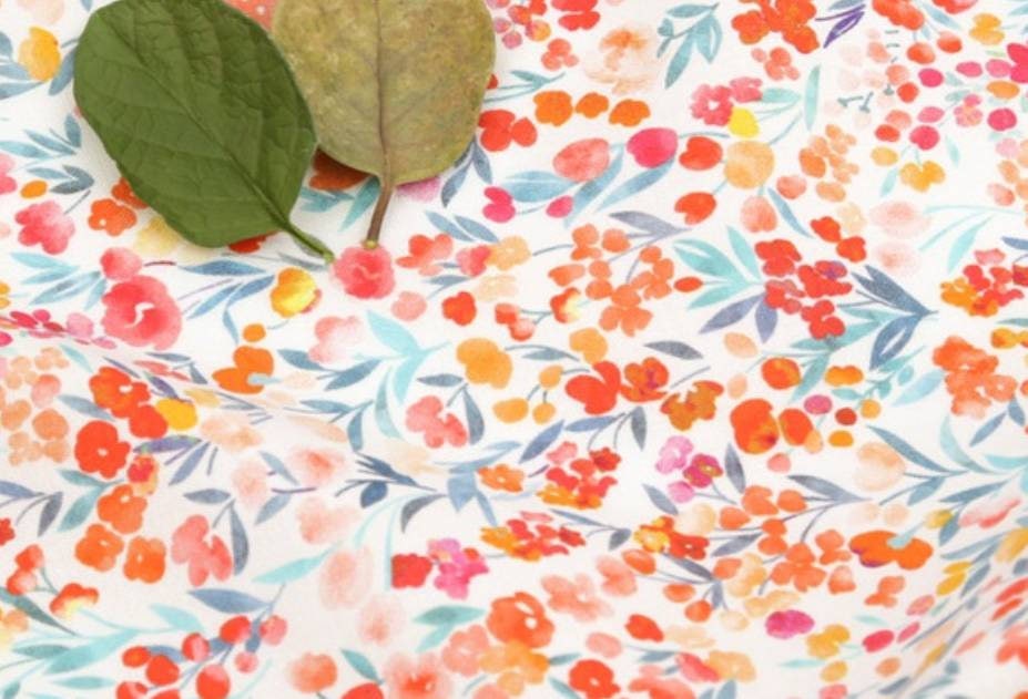 Watercolor Flowers Patterned Fabric made in Korea by the Half Yard