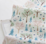 Watercolor Forest Tree Patterned Fabric made in Korea by the Half Yard