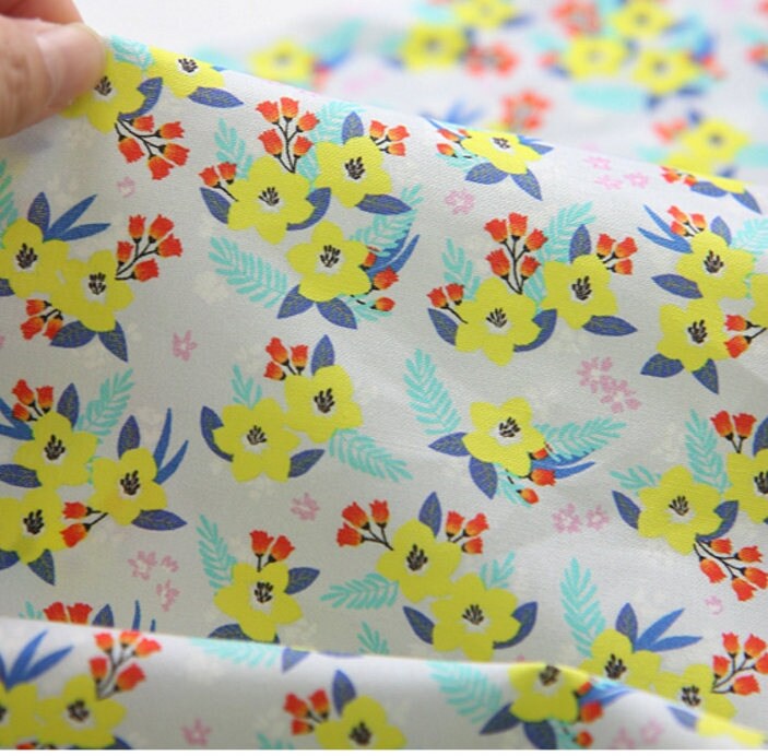 Tropical Flowers Patterned Fabric made in Korea by the Half Yard