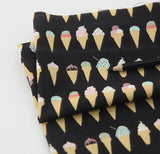 Ice Cream Cone patterned Fabric, Cute, Kids, Sewing, Quilt made in Korea by Half Yard DTP(Digital Textile Printing) Method