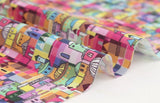 Colorful Village Patterned Fabric, Cute, Kids, Sewing, Quilt made in Korea by Half Yard