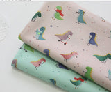 Kawaii Dinosaur Patterned Fabric made in Korea by the Half Yard