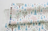 Watercolor Forest Tree Patterned Fabric made in Korea by the Half Yard