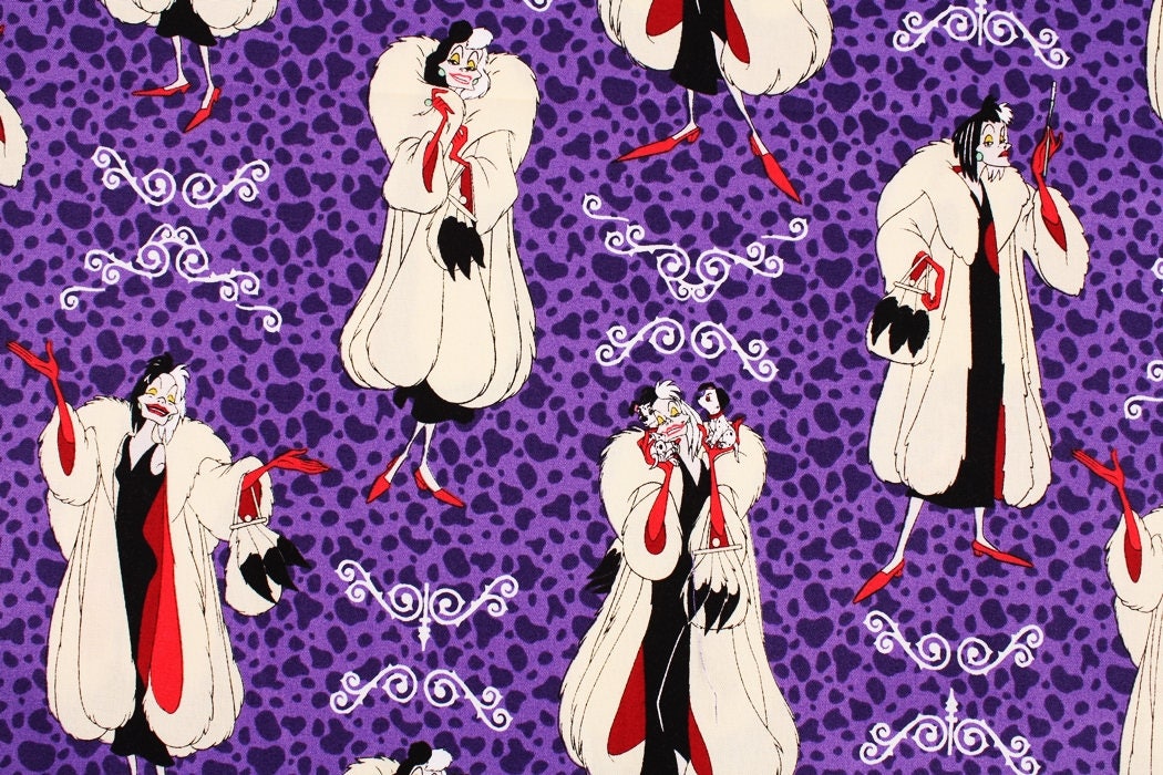 Disney Villains Cruella De Vil Fabric Camelot Fabrics by the Half Yard