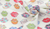 Lips Kisses Kissing Kiss Me Patterned Fabric made in Korea by the Half Yard