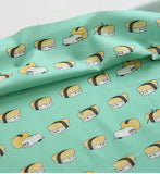 Egg & Shrimp Sushi Patterned Fabric, Cute, Kids, Sewing, Quilt made in Korea by Half Yard