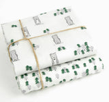 Forest Bear Pine Tree Patterned Fabric made in Korea by Half Yard Digital Textile Printing