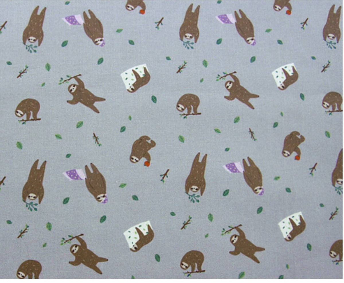 Sloth patterned Fabric made in Korea by the Half Yard