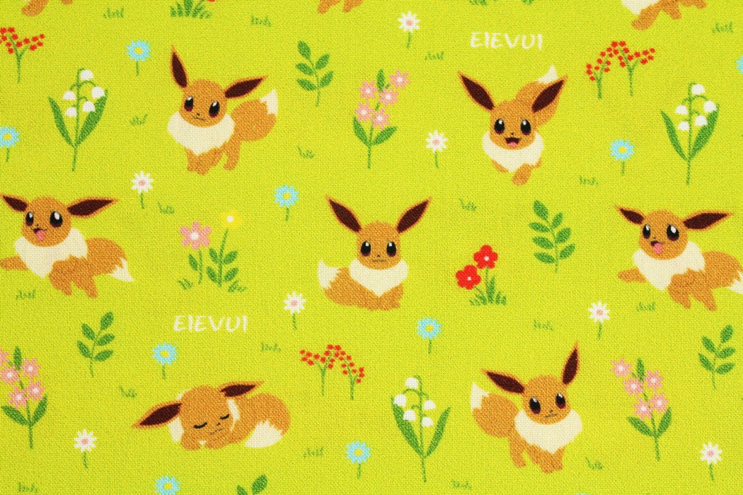 Pocket Monster, Pokemon, Eievui Eevee Pikachu Character Fabric made in Korea by the Half Yard Increments