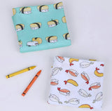 Egg & Shrimp Sushi Patterned Fabric, Cute, Kids, Sewing, Quilt made in Korea by Half Yard