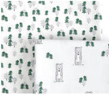 Forest Bear Pine Tree Patterned Fabric made in Korea by Half Yard Digital Textile Printing