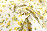 Watercolor Forsythia flowers Patterned Fabric made in Korea by the Half Yard