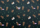 Sloth patterned Fabric made in Korea by the Half Yard