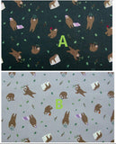 Sloth patterned Fabric made in Korea by the Half Yard