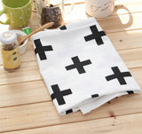 Plus Cross sign Patterned Black & White Fabric made in Korea by the Half Yard