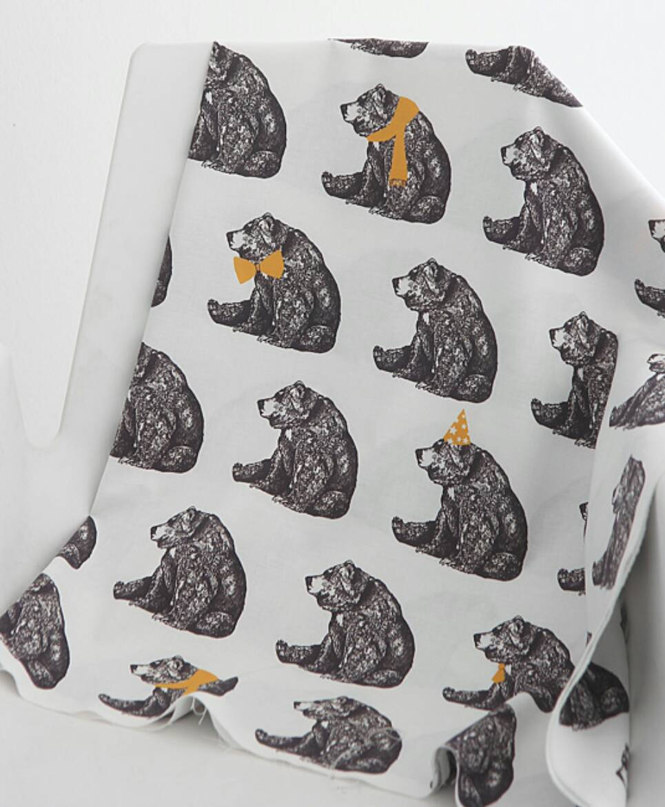 Chipmunk Rabbit Bear Deer Bunny Squirrel Patterned Fabric, Cute, Kids, Sewing, Quilt made in Korea by Half Yard