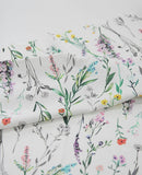 Watercolor Wild flowers Botanical Patterned Fabric made in Korea by the Half Yard