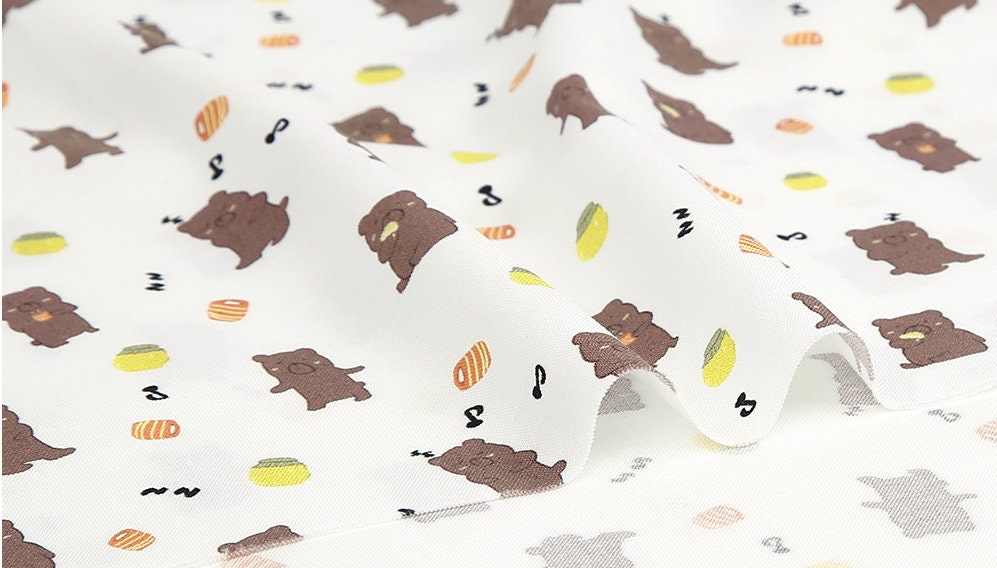 Honey Bear patterned Fabric made in Korea by Half Yard Digital Textile Printing