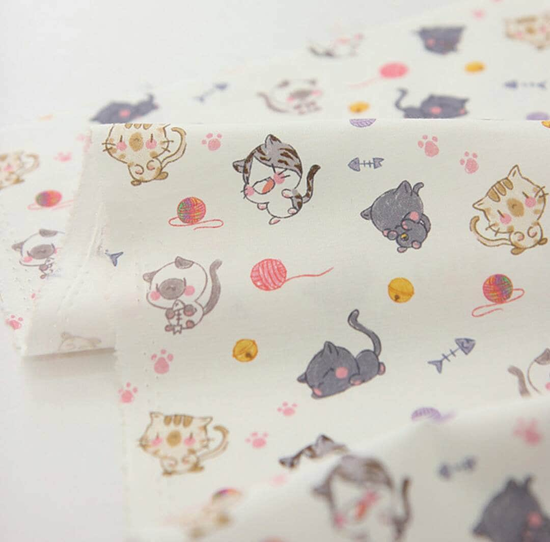 Cat Kitten Patterned Fabric made in Korea by Half Yard Digital Textile Printing