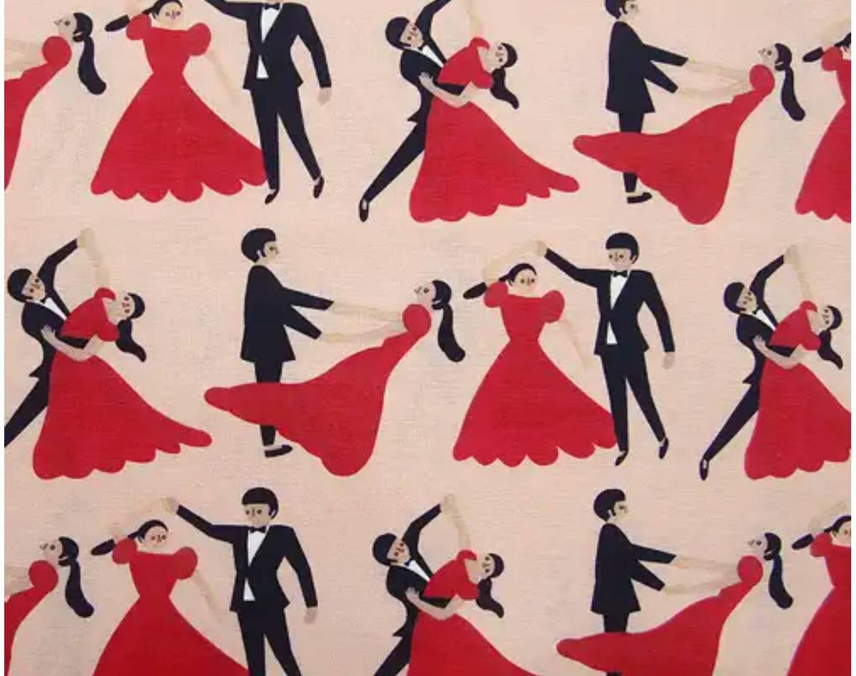 Waltz Dancers Patterned Fabric made in Korea by the Half Yard