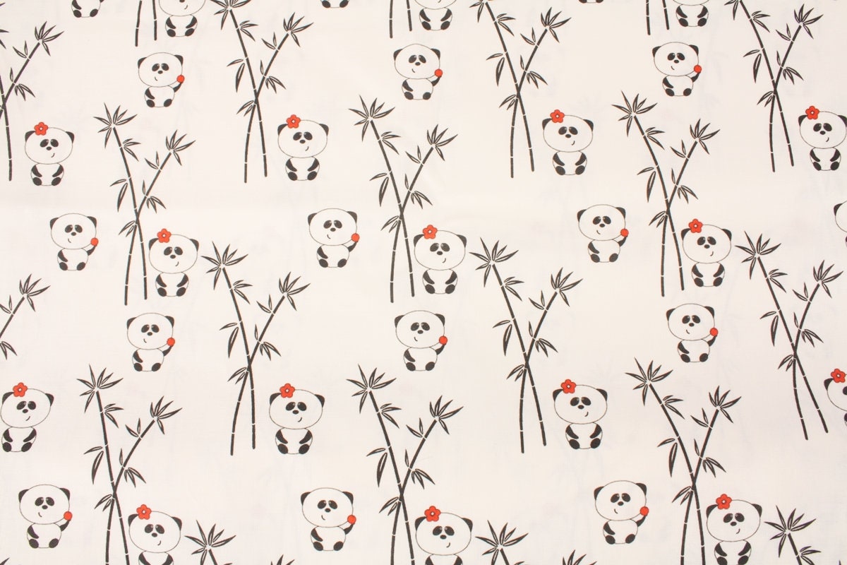 Panda Bamboo Fabric printed in Korea by the Half Yard