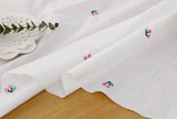 Embroidery Cherry Patterned Cotton Fabric made in Korea 18" by 56" by the Half Yard