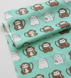 Kawaii Monkey Patterned Fabric made in Korea by Half Yard