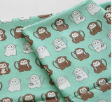 Kawaii Monkey Patterned Fabric made in Korea by Half Yard