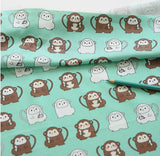 Kawaii Monkey Patterned Fabric made in Korea by Half Yard