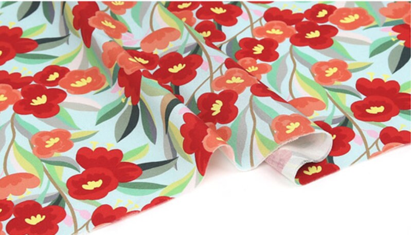 Blossoms Flowers Patterned Fabric made in Korea by Half Yard  DTP(Digital Textile Printing)