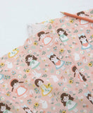 Girls Rabbit Flower Patterned Fabric, Cute, Kids, Sewing, Quilt made in Korea by Half Yard