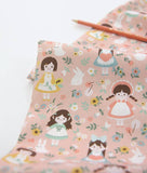 Girls Rabbit Flower Patterned Fabric, Cute, Kids, Sewing, Quilt made in Korea by Half Yard