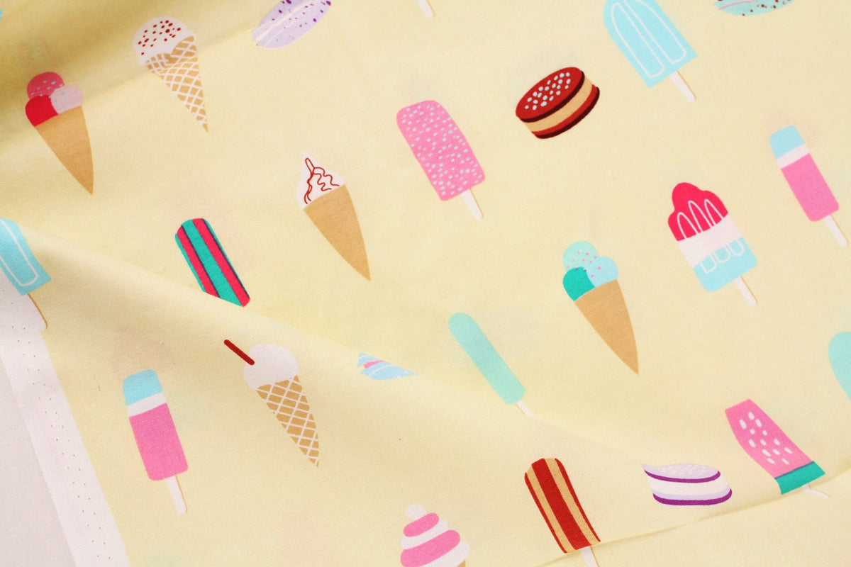 Icecream Macaron Popsicle tossed Fabric made in Korea by the Half Yard