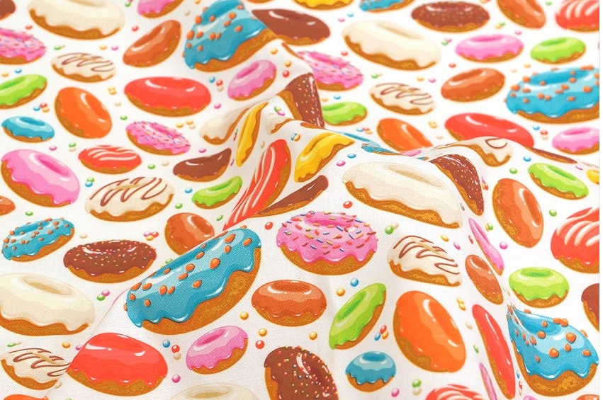 Doughnut patterned Fabric made in Korea by Half Yard DTP(Digital Textile Printing) Method