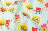 Cute Fast Food Hamburger French Fries Ice Cream patterned Fabric made in Korea by Half Yard DTP(Digital Textile Printing) Method